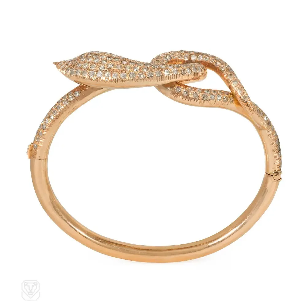 1940s diamond and rose gold serpent bracelet