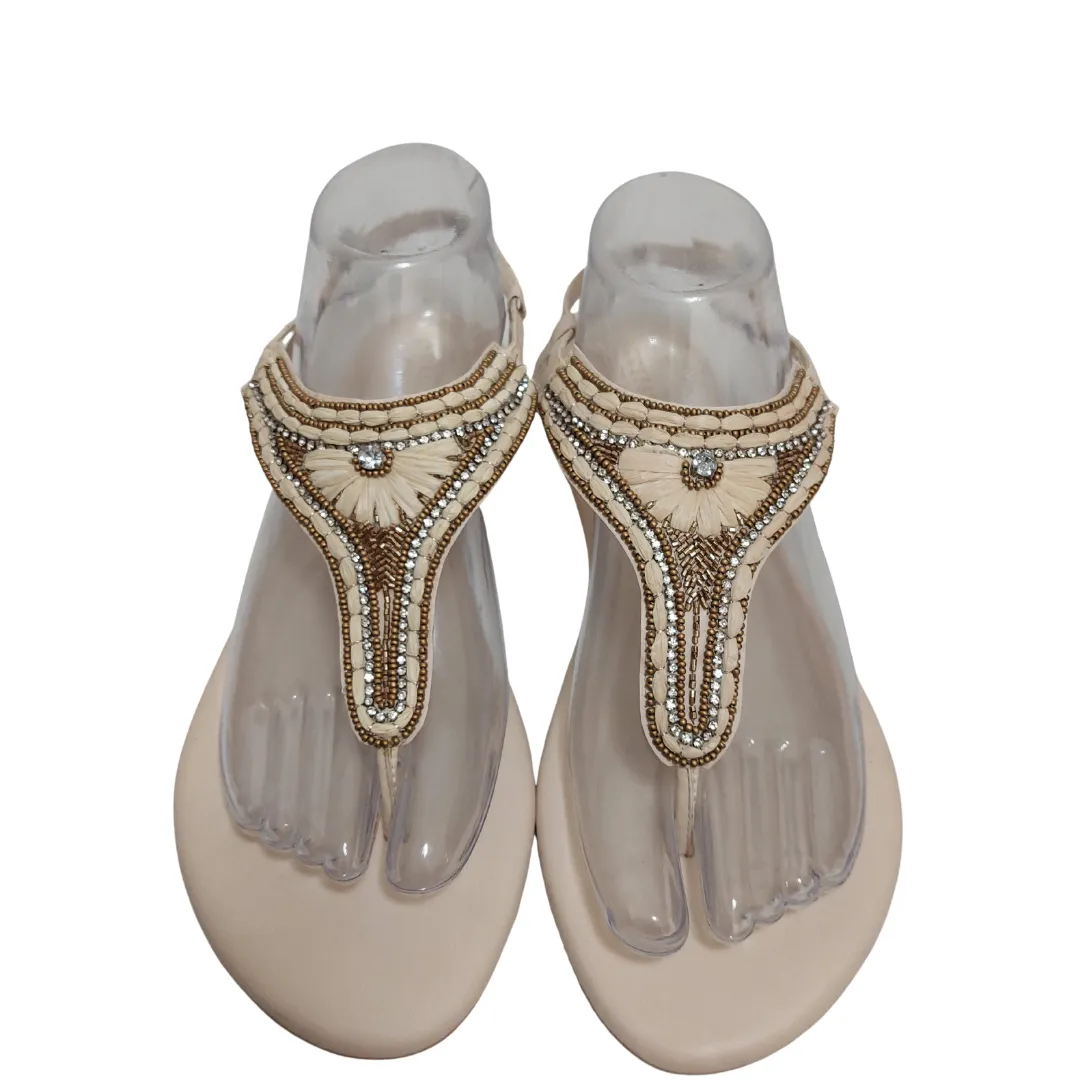 Accessorize Off-White Beaded Sandals | Brand New |