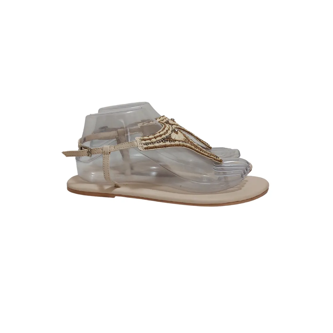 Accessorize Off-White Beaded Sandals | Brand New |