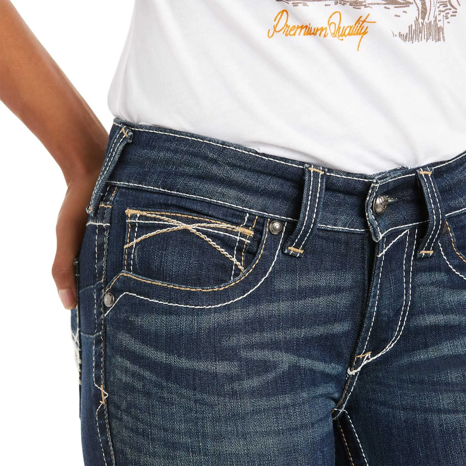 Ariat Women's Mid Rise Stretch Whipstitch Boot Cut Jeans