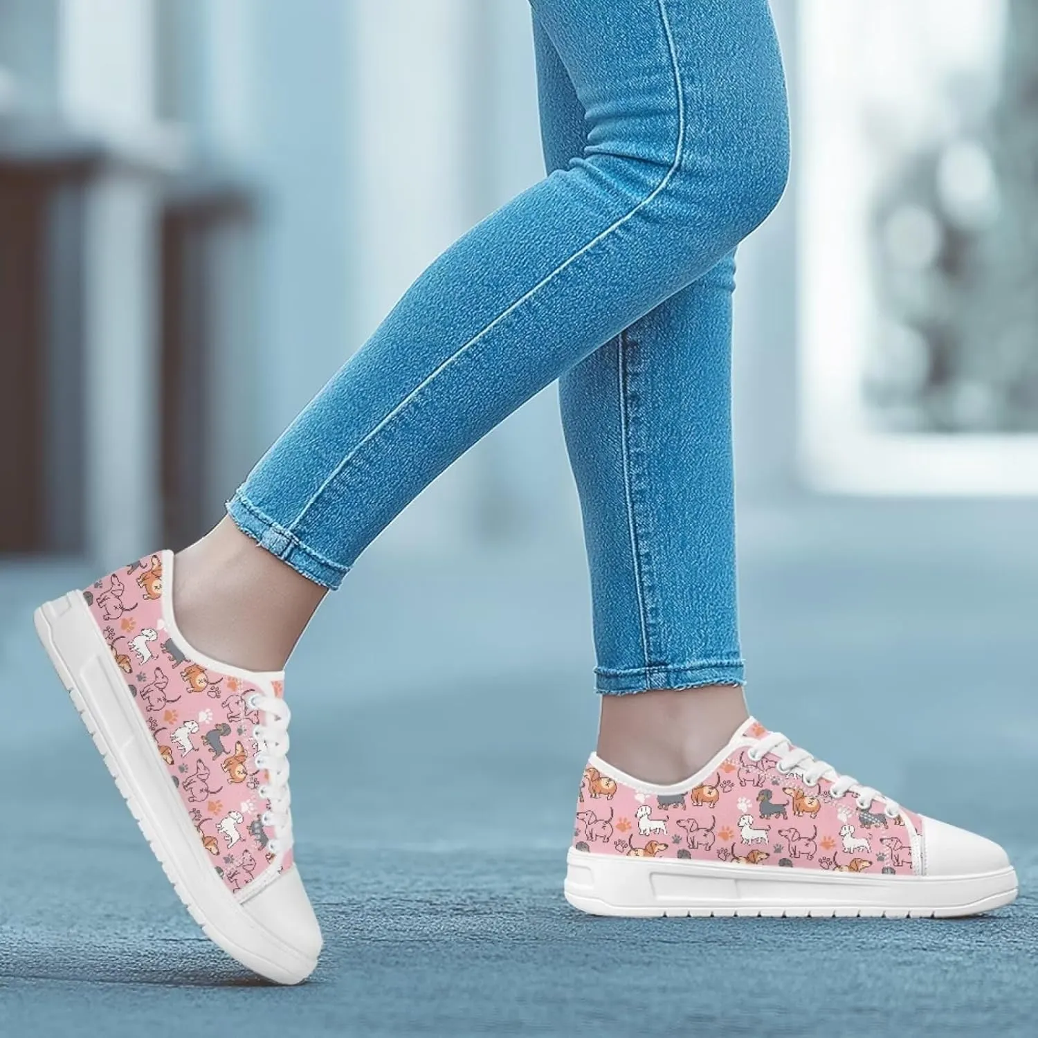 Canvas Sneaker for Women Slip On Low Cut Dog Lovers Casual Walking Shoes Ladies Comfort Tennis Sneakers