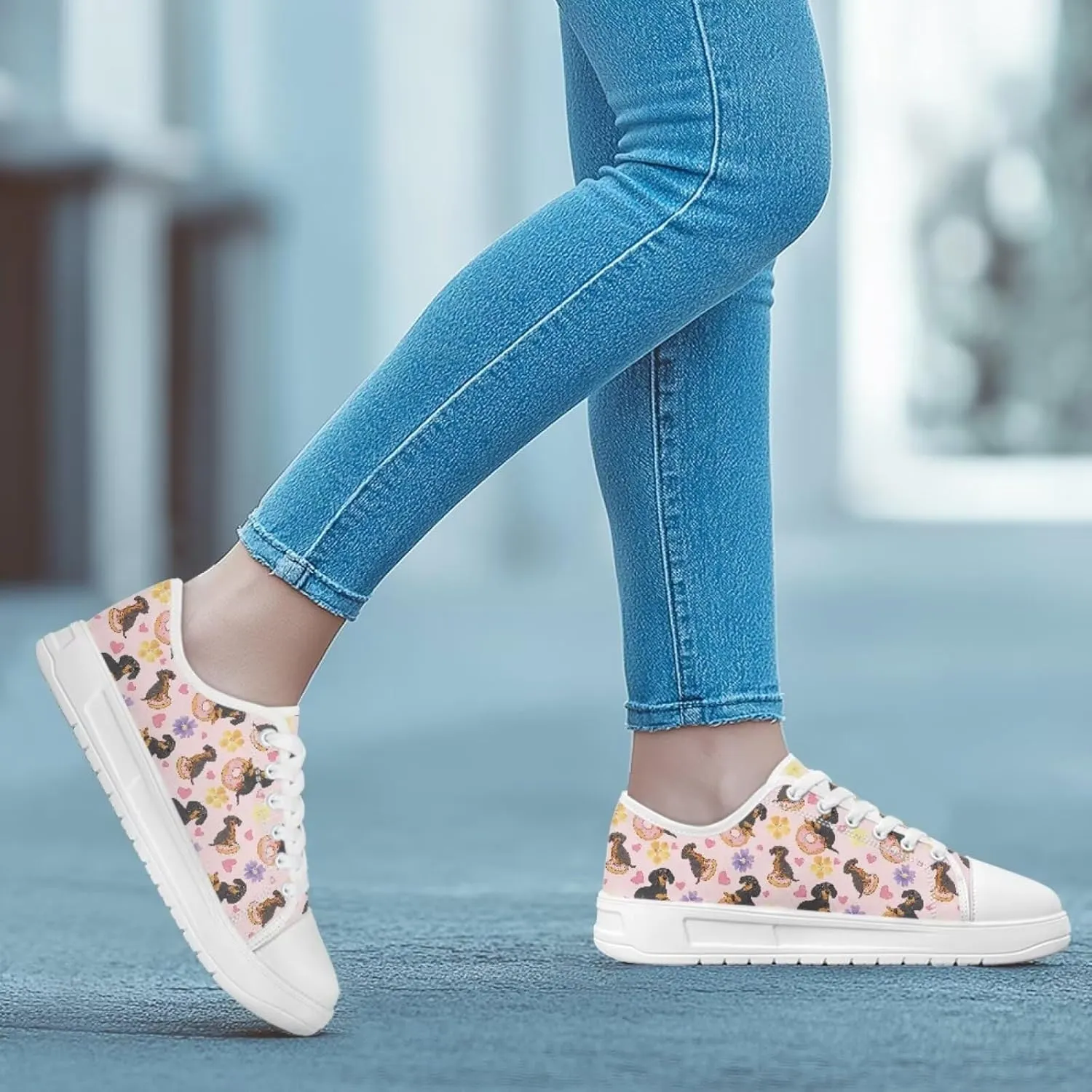 Canvas Sneaker for Women Slip On Low Cut Dog Lovers Casual Walking Shoes Ladies Comfort Tennis Sneakers