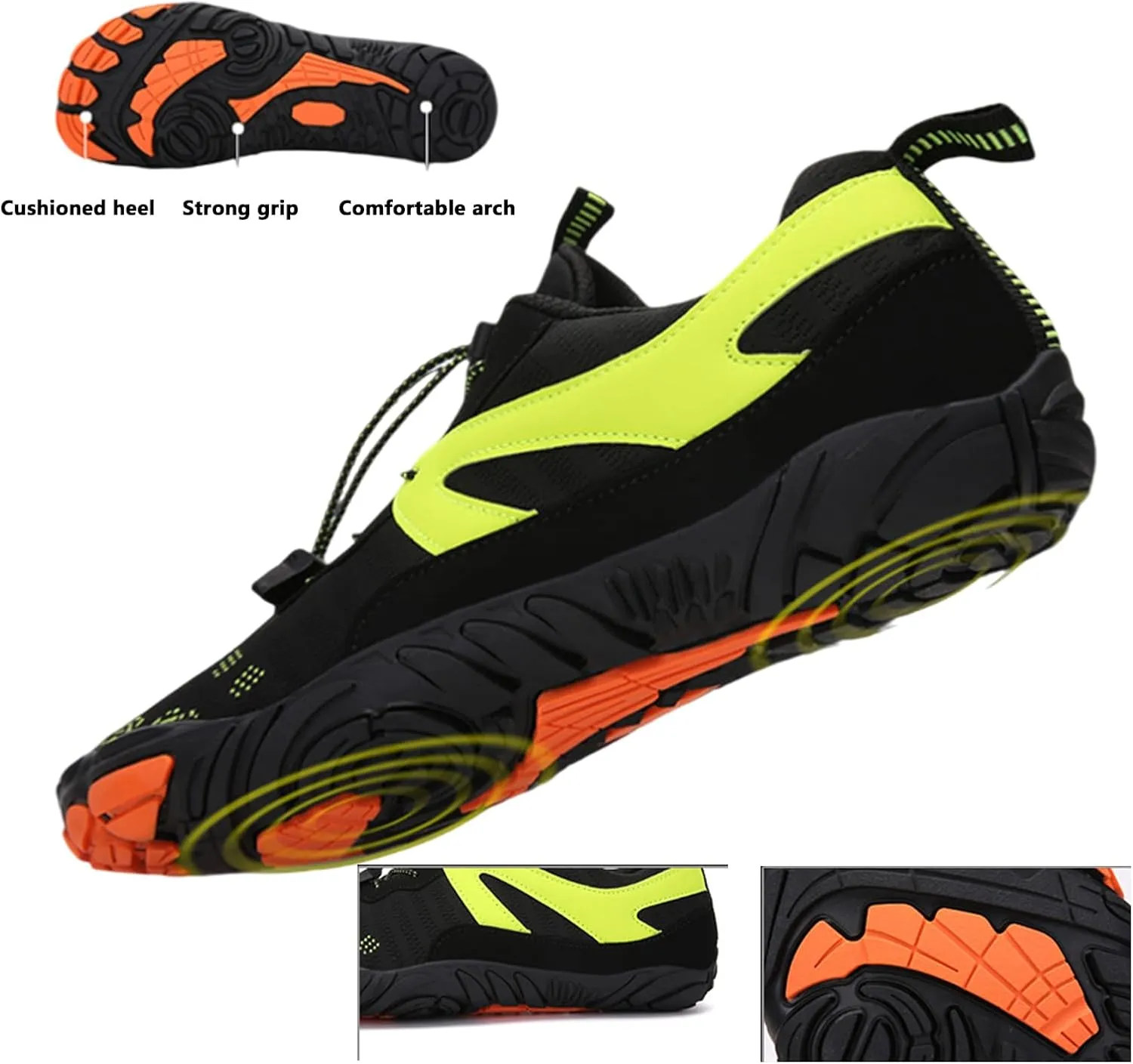 Casual Hiking Water Shoes Breathable Lightweight Barefoot Shoes Beach Wading Shoes for Cycling＆Fitness(Size:10.5,Color:Green)