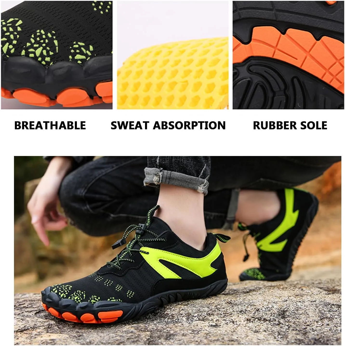 Casual Hiking Water Shoes Breathable Lightweight Barefoot Shoes Beach Wading Shoes for Cycling＆Fitness(Size:10.5,Color:Green)
