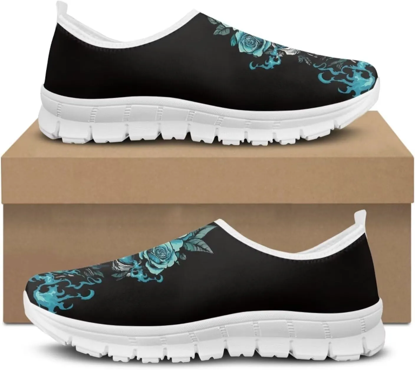 chaqlin Slip on Loafers Skull Low Cut Sneaker Comfortable Soft Mesh Tennis Shoes for Women Men Workout Hands Free Clipper