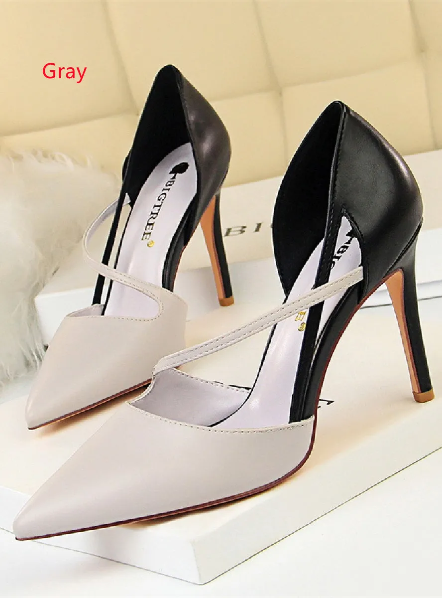 Color Matching Hollow Pointed Shoes
