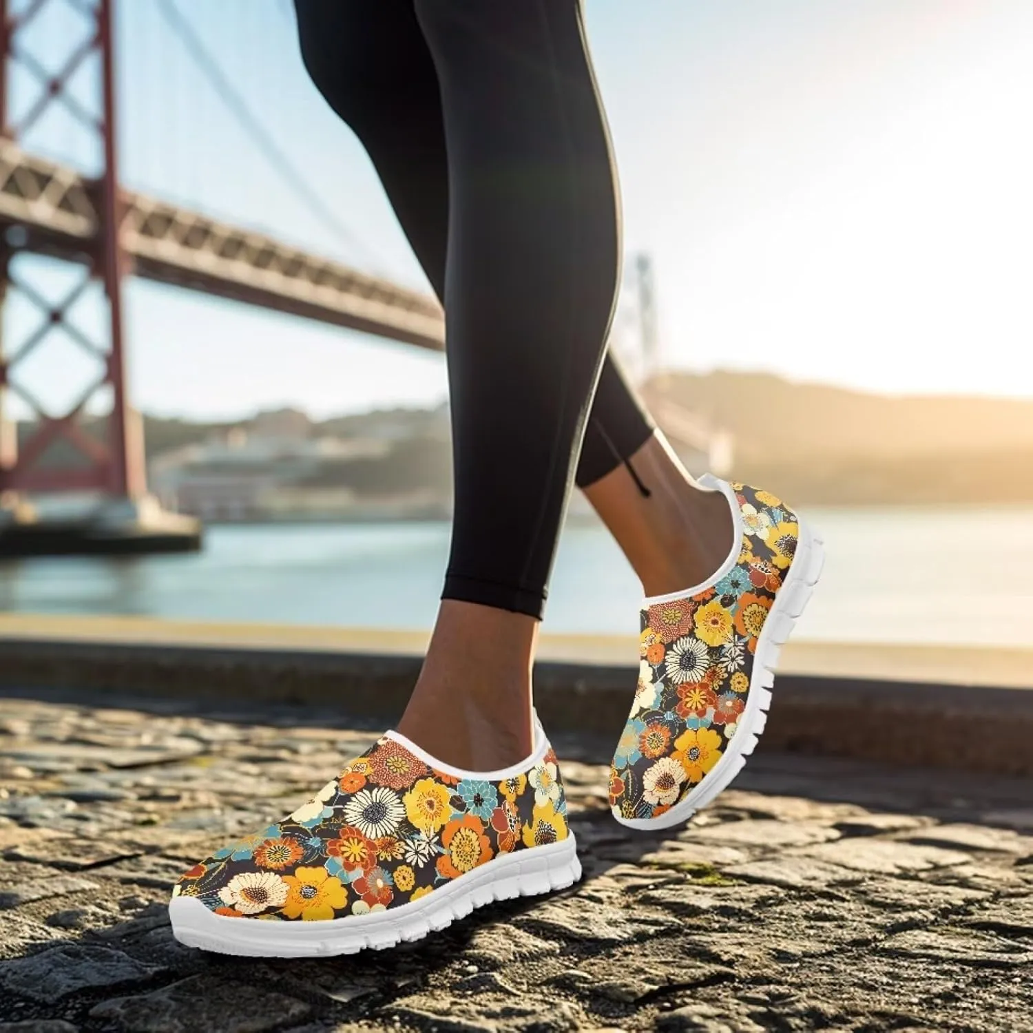 Coloranimal Flats for Women Slip On Shoes Comfortable Travel Shoes Casual Walking Shoes Low Cut Mesh Asports Sneakers