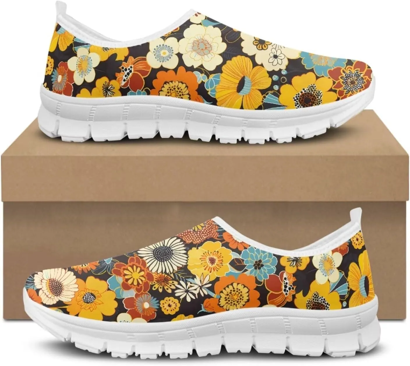 Coloranimal Flats for Women Slip On Shoes Comfortable Travel Shoes Casual Walking Shoes Low Cut Mesh Asports Sneakers