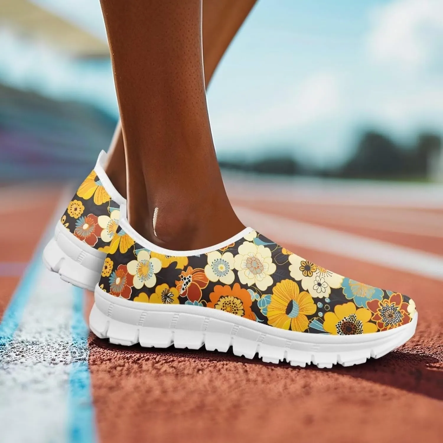 Coloranimal Flats for Women Slip On Shoes Comfortable Travel Shoes Casual Walking Shoes Low Cut Mesh Asports Sneakers