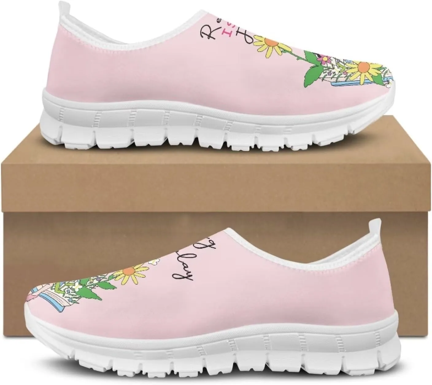 Coloranimal Flats for Women Slip On Shoes Fashion Travel Shoes Mesh Athletic Shoes with Anti Skid Sole Low Cut Walking Running Shoes