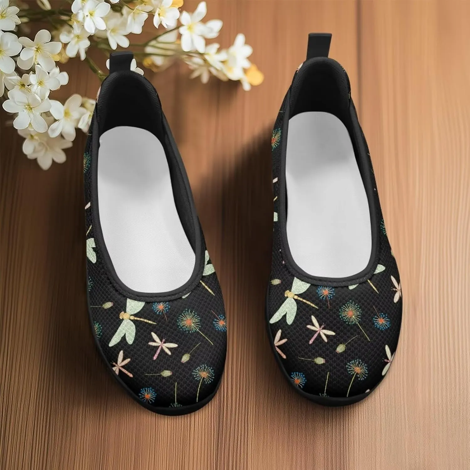 Coloranimal Loafers for Women Mesh Flats Womens Flats Walking Shoes Comfort Slip On Shoes Low Cut Lightweight Athletic Shoes