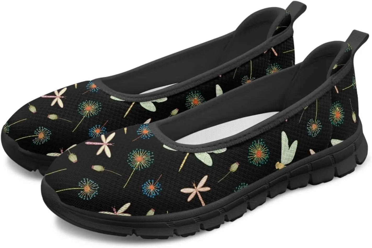 Coloranimal Loafers for Women Mesh Flats Womens Flats Walking Shoes Comfort Slip On Shoes Low Cut Lightweight Athletic Shoes