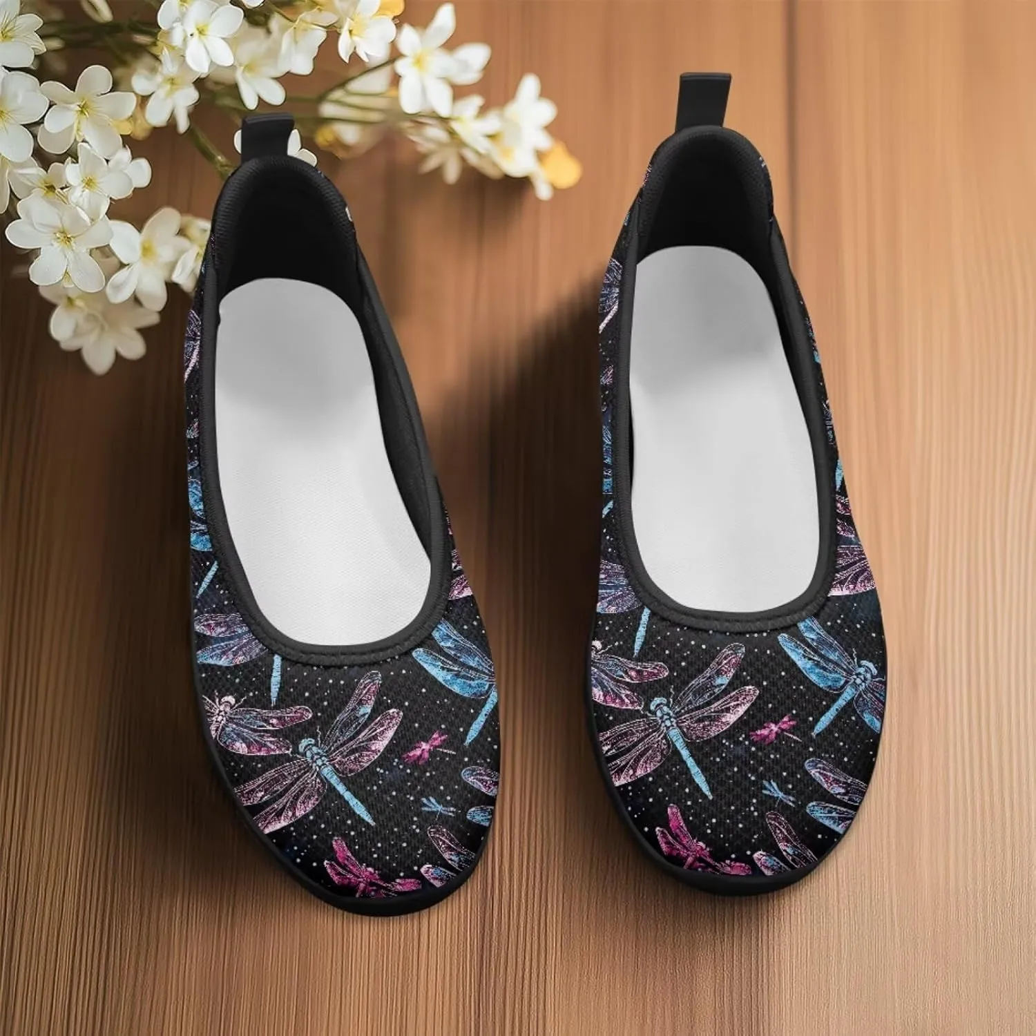 Coloranimal Loafers for Women Mesh Flats Womens Flats Walking Shoes Comfort Slip On Shoes Low Cut Lightweight Athletic Shoes