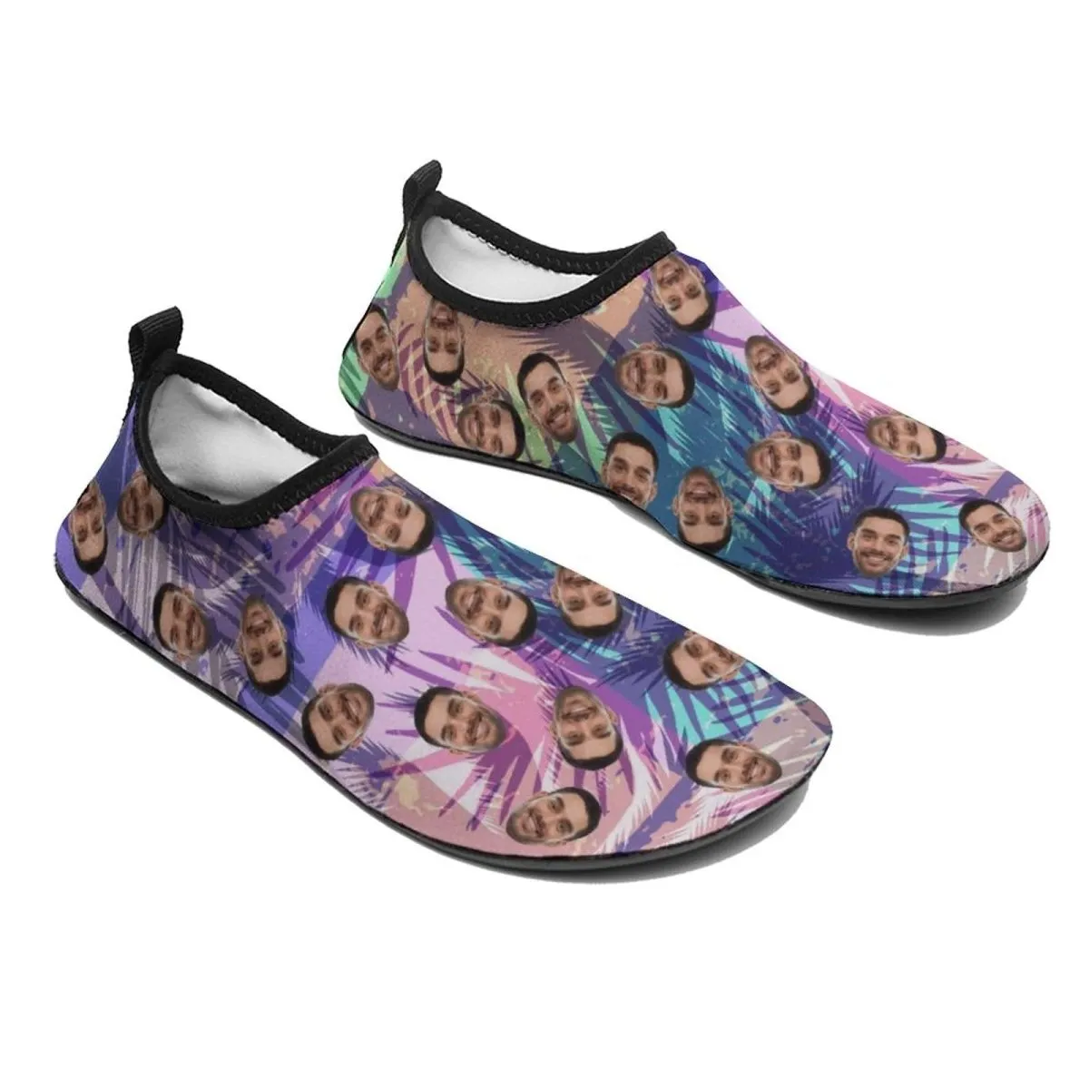 Custom Face Hawaiian Diving Slip-on for sport Quick-Dry Shoes Beach Swimming Shoes Aqua Shoes Barefoot Shoes Outdoor Water Shoes