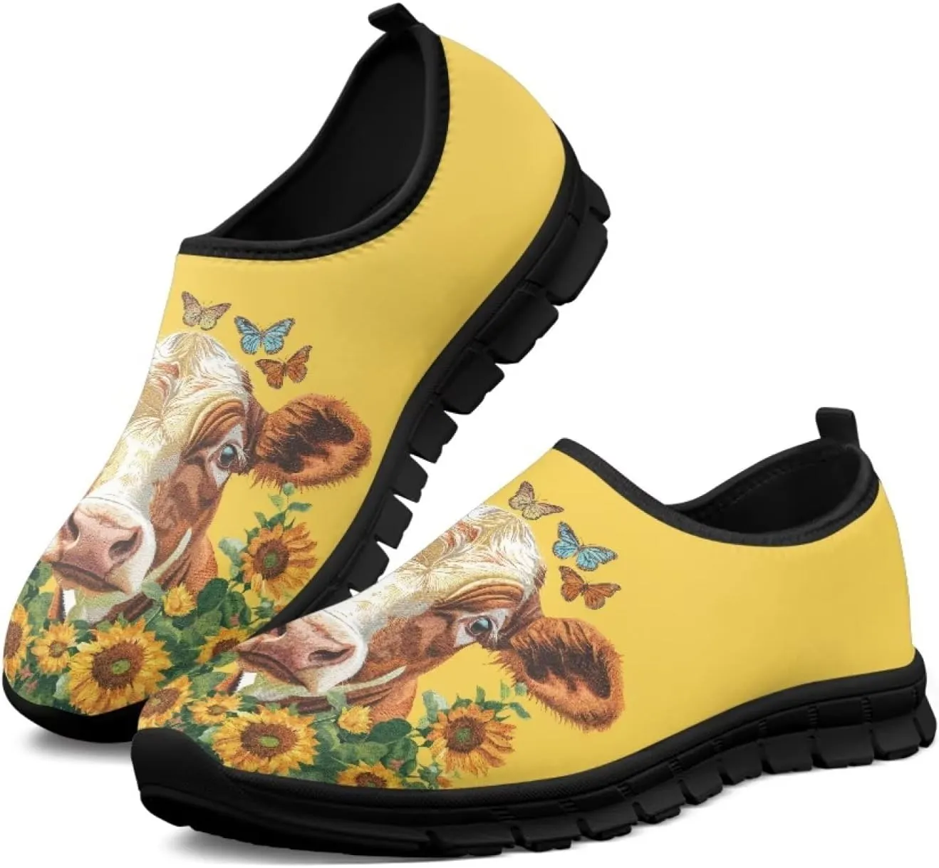 Cute Animals Sneakers for Women Low-Cut Casual Flats Breathable Mesh Loafers Shoes Slip on Athletic Shoes
