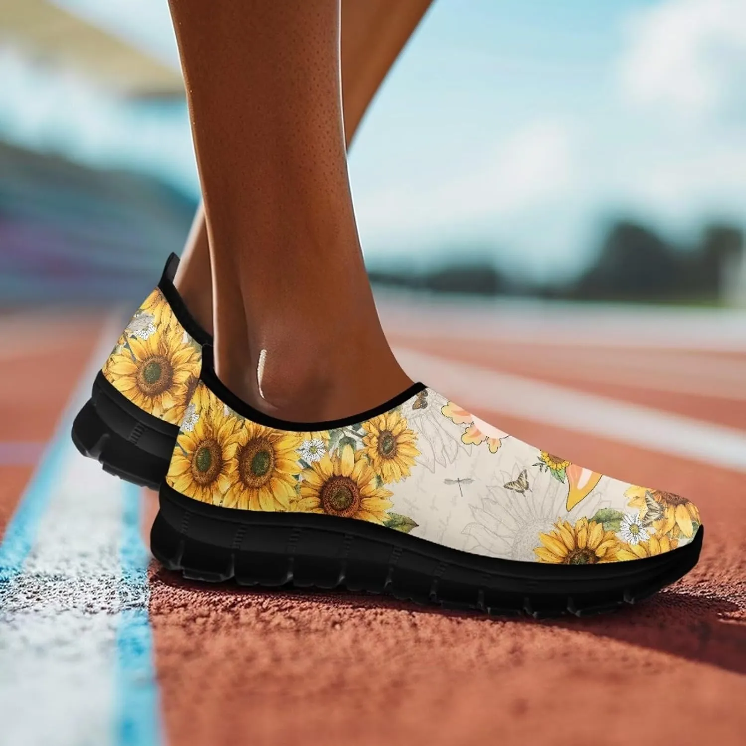Cute Animals Sneakers for Women Low-Cut Casual Flats Breathable Mesh Loafers Shoes Slip on Athletic Shoes