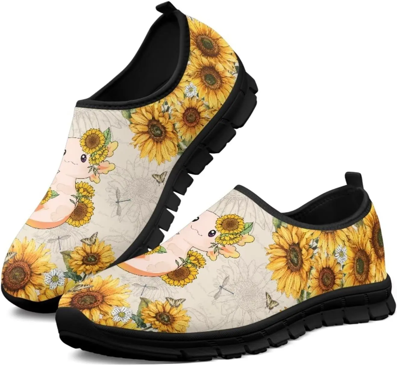 Cute Animals Sneakers for Women Low-Cut Casual Flats Breathable Mesh Loafers Shoes Slip on Athletic Shoes