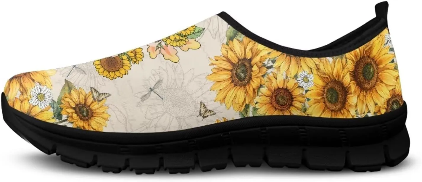 Cute Animals Sneakers for Women Low-Cut Casual Flats Breathable Mesh Loafers Shoes Slip on Athletic Shoes
