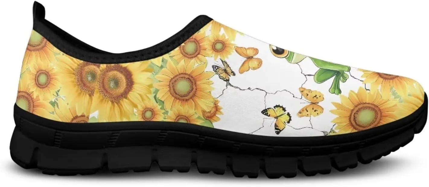 Cute Animals Sneakers for Women Low-Cut Casual Flats Breathable Mesh Loafers Shoes Slip on Athletic Shoes