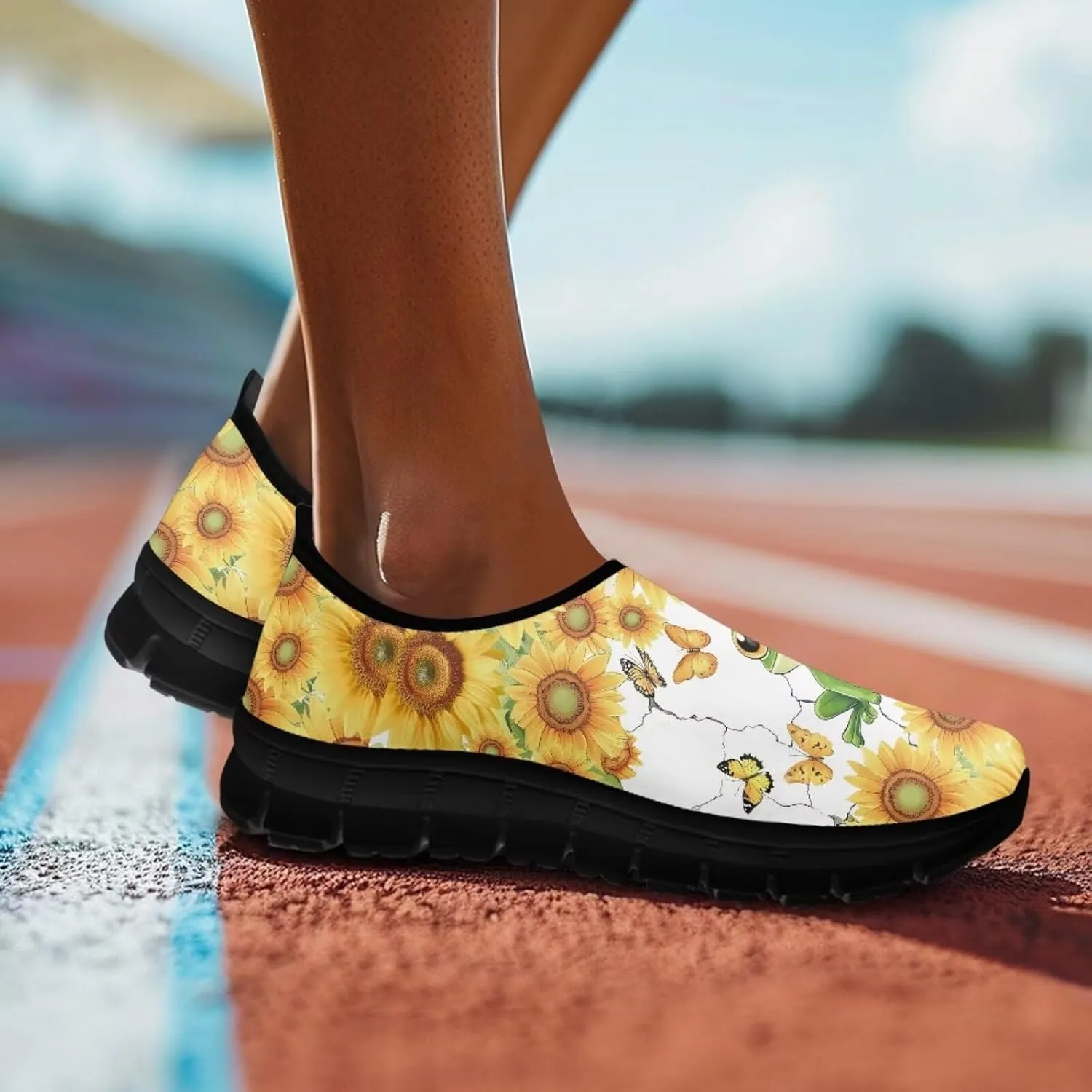 Cute Animals Sneakers for Women Low-Cut Casual Flats Breathable Mesh Loafers Shoes Slip on Athletic Shoes
