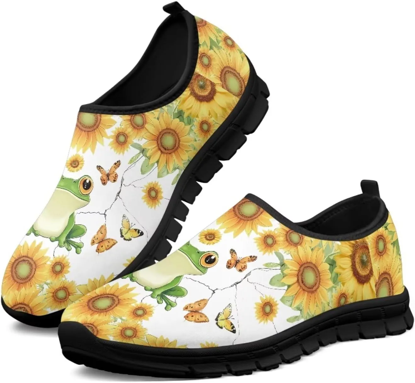 Cute Animals Sneakers for Women Low-Cut Casual Flats Breathable Mesh Loafers Shoes Slip on Athletic Shoes