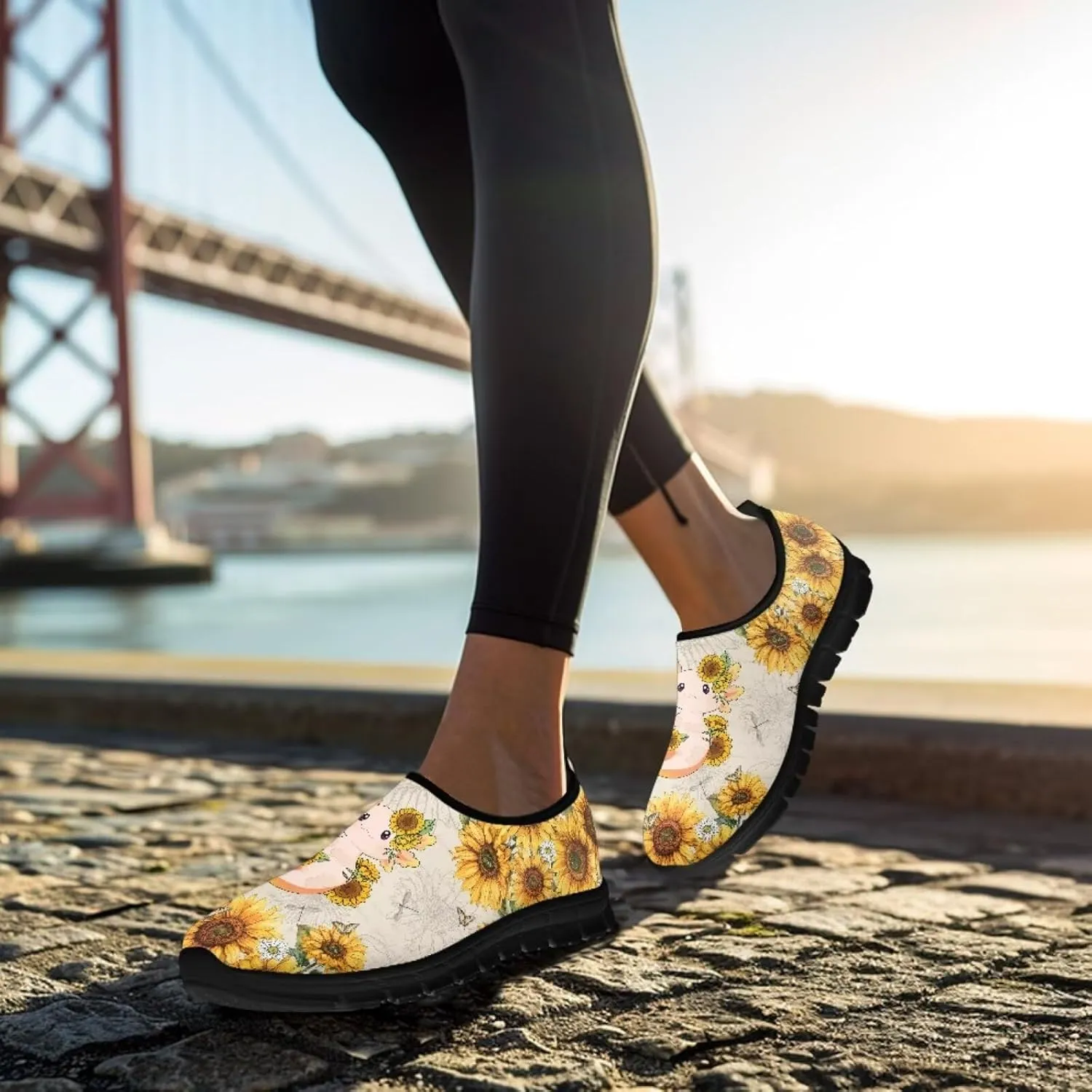 Cute Animals Sneakers for Women Low-Cut Casual Flats Breathable Mesh Loafers Shoes Slip on Athletic Shoes