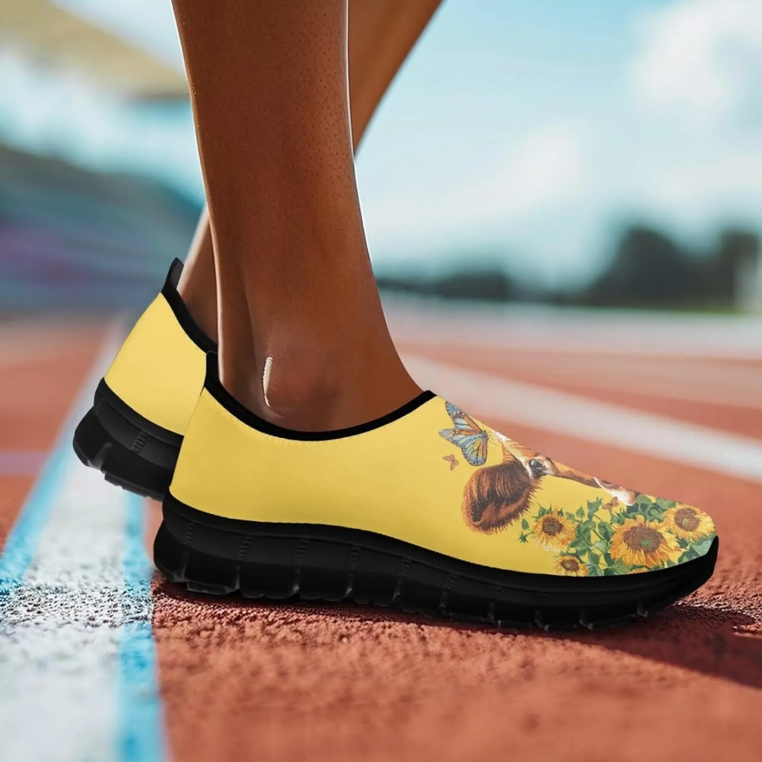 Cute Animals Sneakers for Women Low-Cut Casual Flats Breathable Mesh Loafers Shoes Slip on Athletic Shoes
