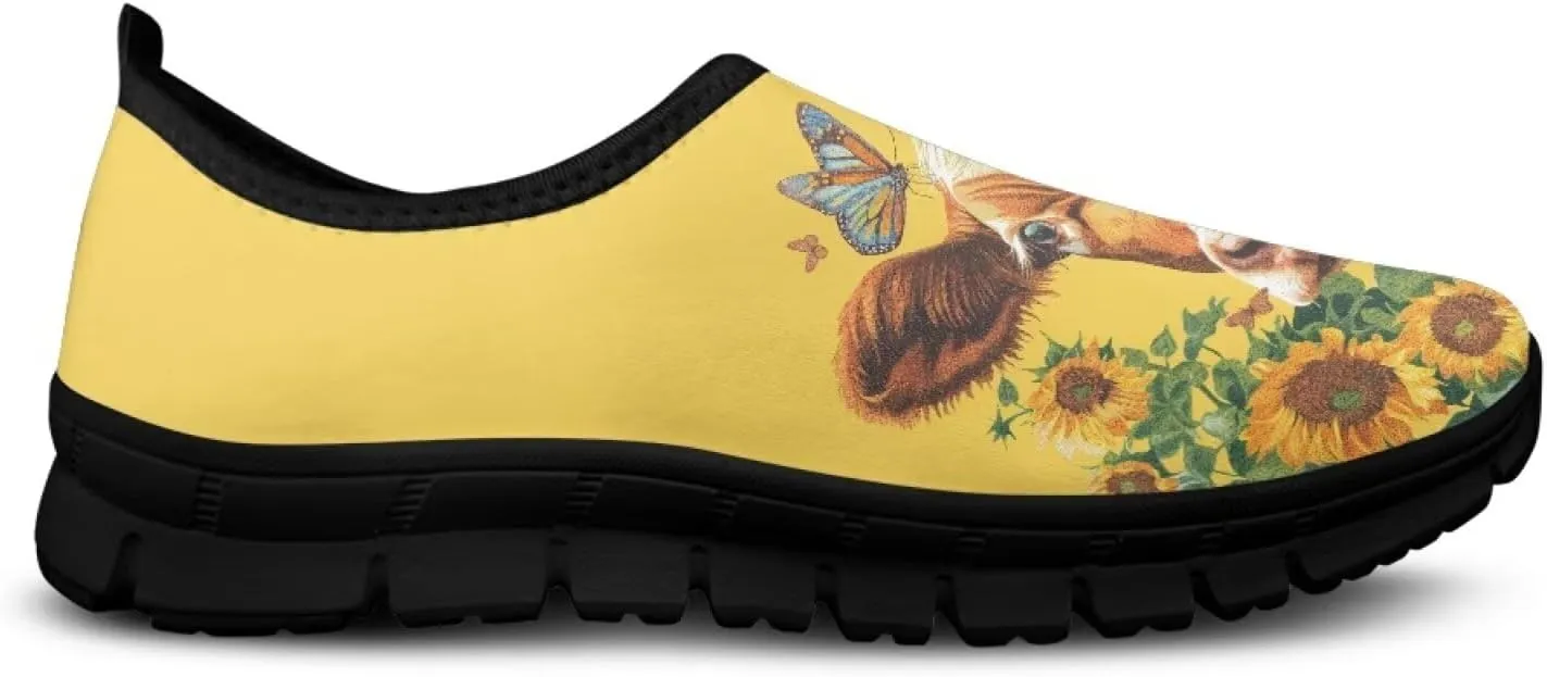 Cute Animals Sneakers for Women Low-Cut Casual Flats Breathable Mesh Loafers Shoes Slip on Athletic Shoes