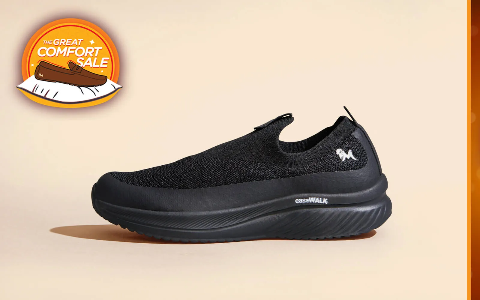 Ease Walk Slip Ons : Black