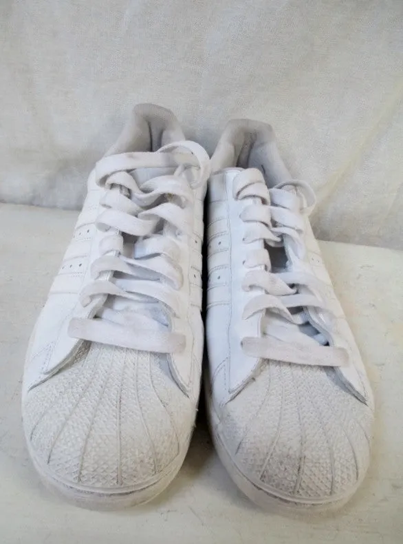 EUC Mens ADIDAS Mesh Sneaker Trainer Athletic Shoe Leather 789002 WHITE 10