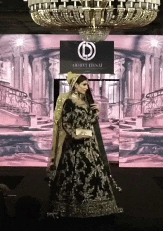 Glorious Green Velvet Gown trail With Beige Net Dupatta