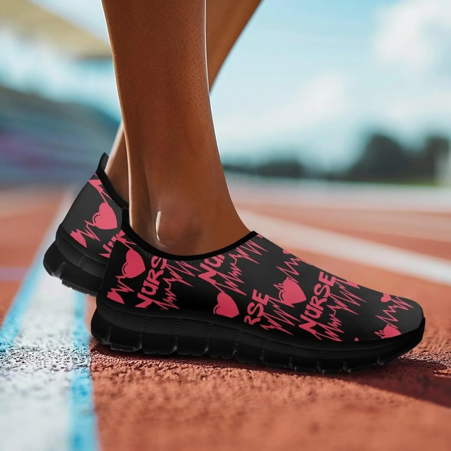 Heart Casual Sneakers for Women Show Loves Slip on Loafers with Arch Support Low Cut Shoes Valentine's