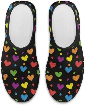 Heart Casual Sneakers for Women Show Loves Slip on Loafers with Arch Support Low Cut Shoes Valentine's