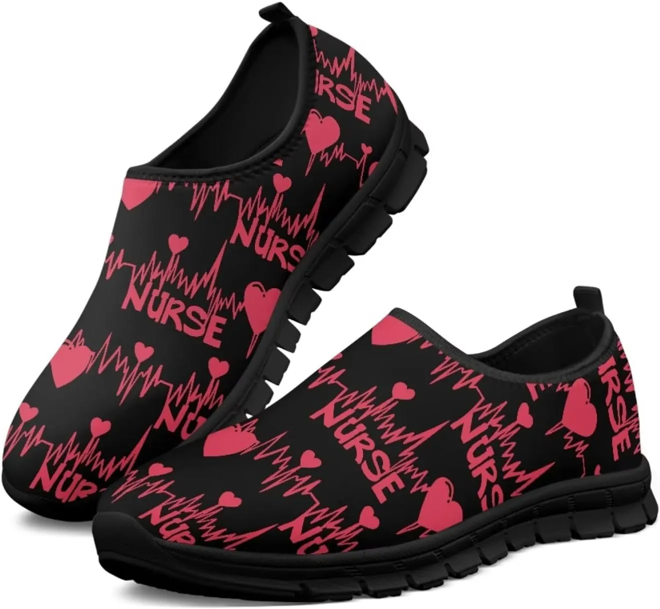 Heart Casual Sneakers for Women Show Loves Slip on Loafers with Arch Support Low Cut Shoes Valentine's