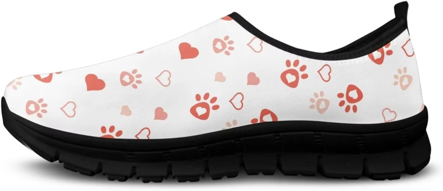 Heart Casual Sneakers for Women Show Loves Slip on Loafers with Arch Support Low Cut Shoes Valentine's