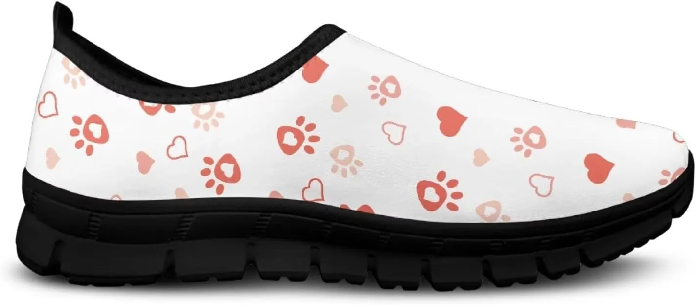 Heart Casual Sneakers for Women Show Loves Slip on Loafers with Arch Support Low Cut Shoes Valentine's