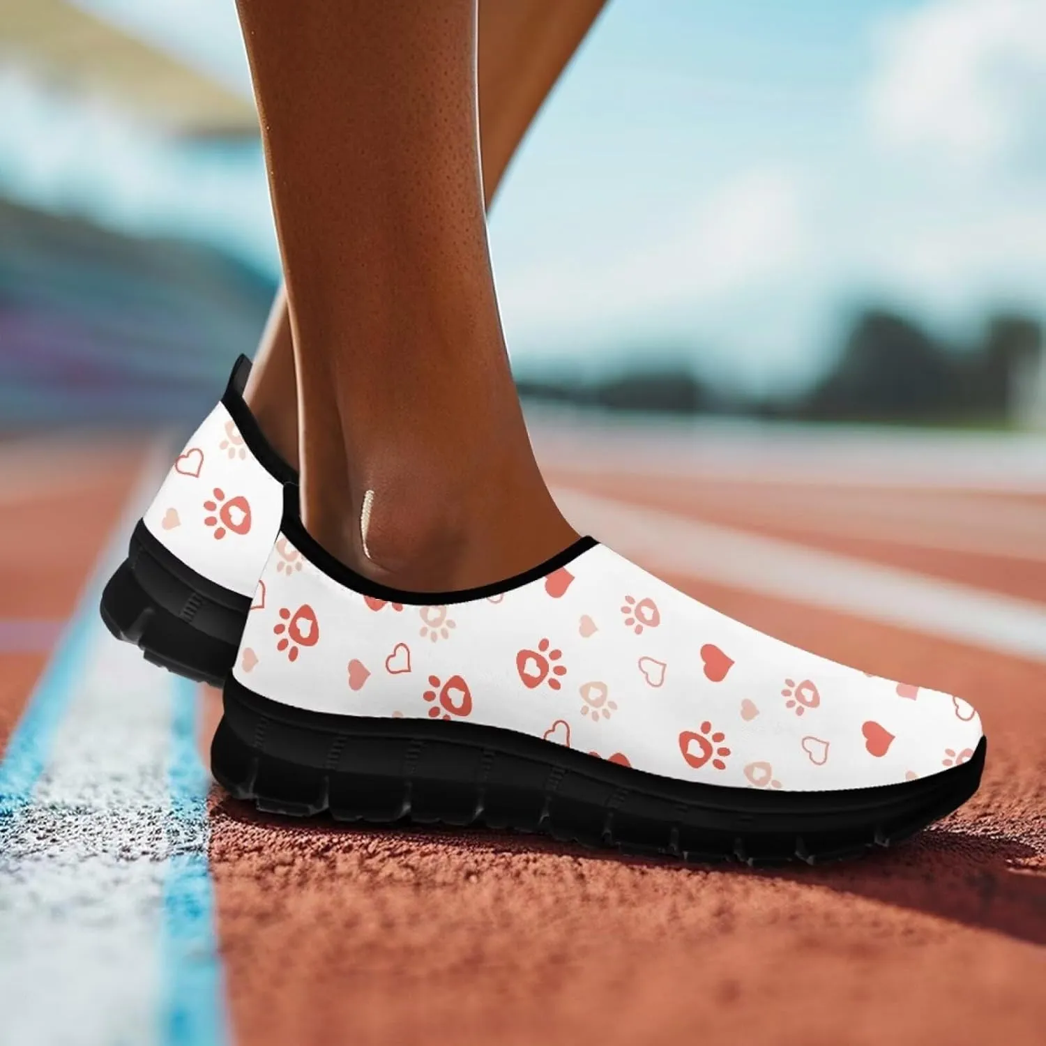 Heart Casual Sneakers for Women Show Loves Slip on Loafers with Arch Support Low Cut Shoes Valentine's