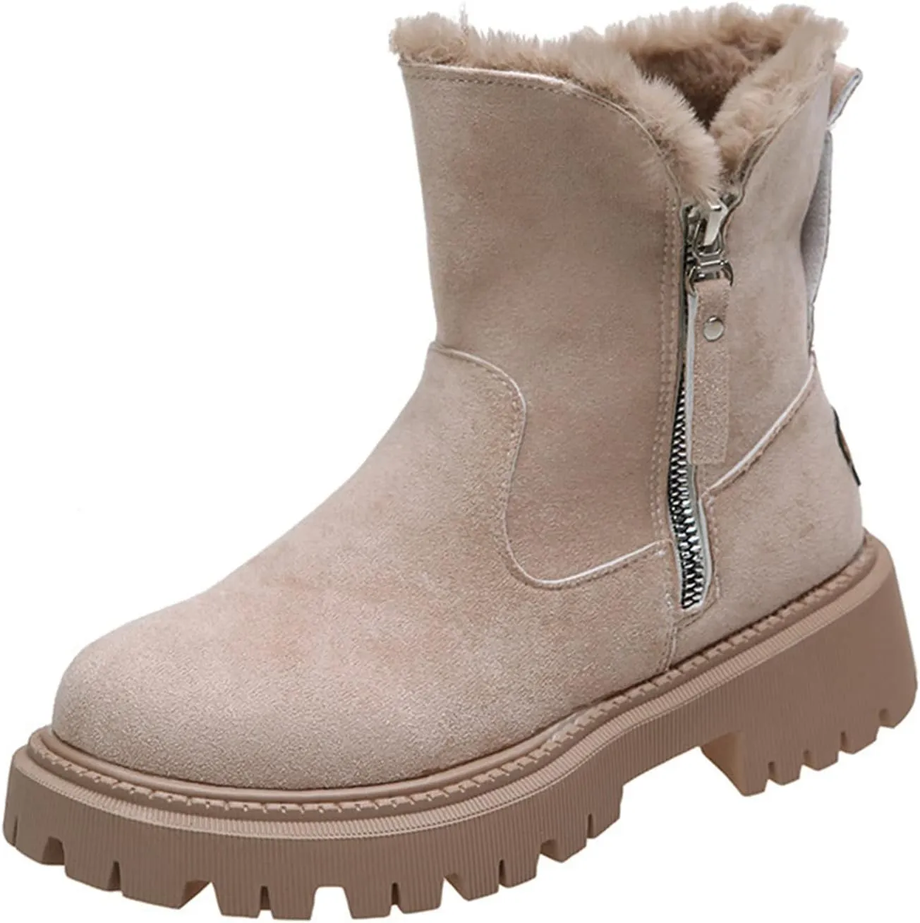 Lausiuoe Womens Winter Boots With Fur Lined Snow Fuzzy Ankle Booties Fashion Slip On Warm House Shoes Loafers Slippers