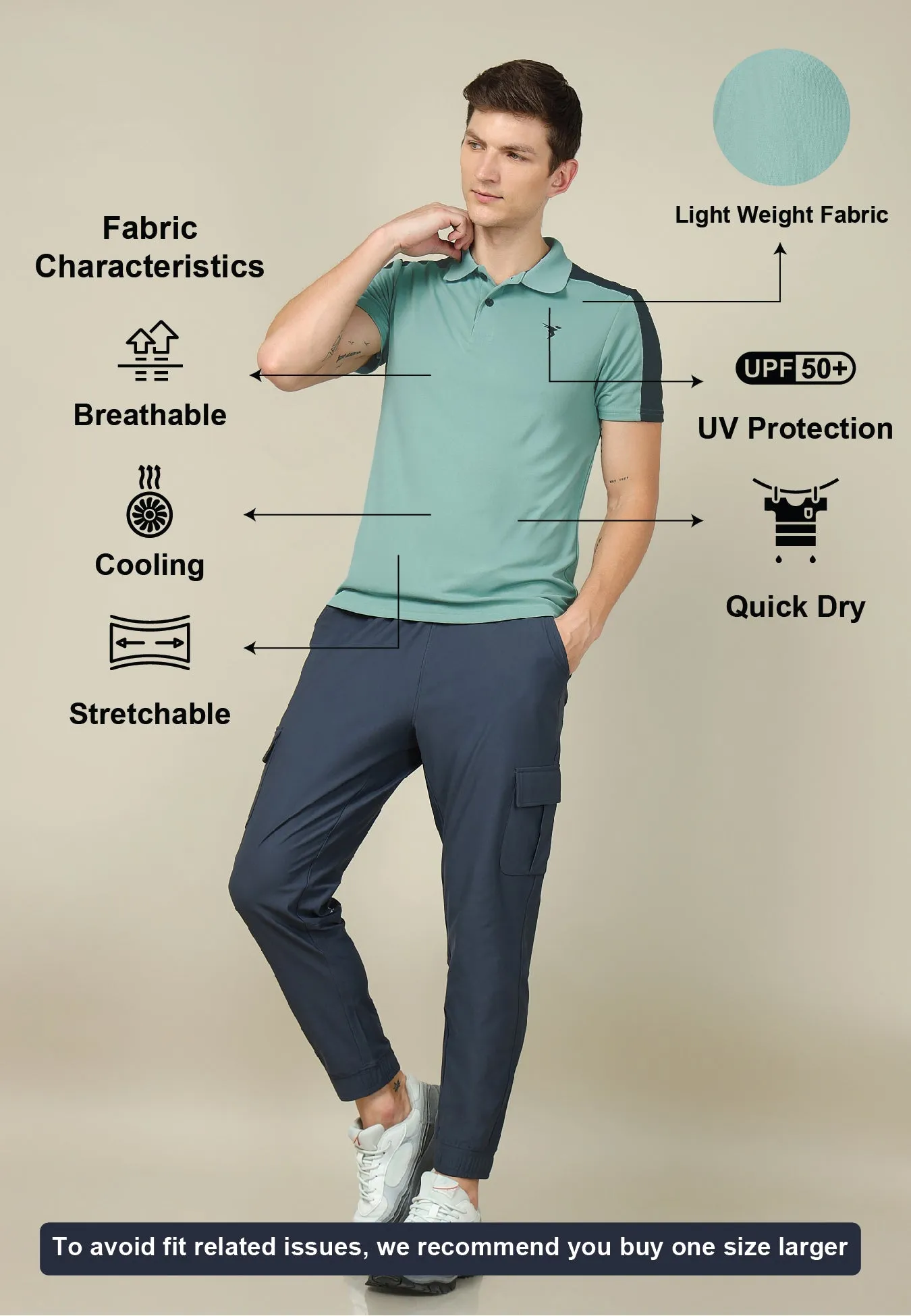 Men Colorblock Relax Fit Polo T-shirt with TECHNO COOL 