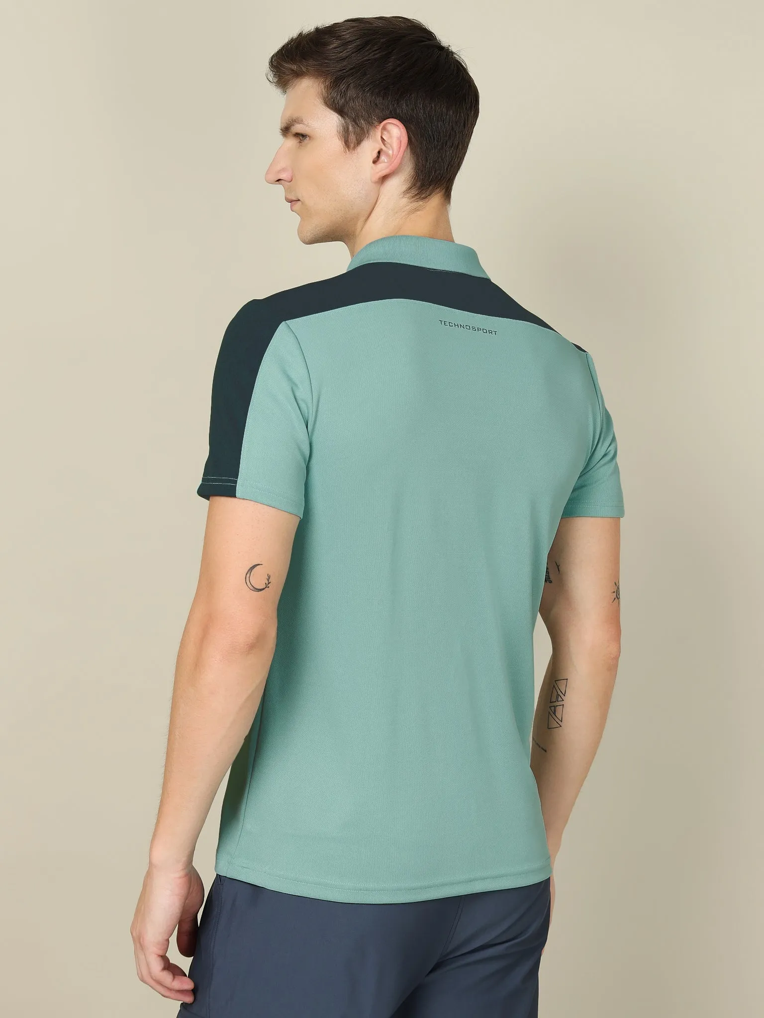 Men Colorblock Relax Fit Polo T-shirt with TECHNO COOL 