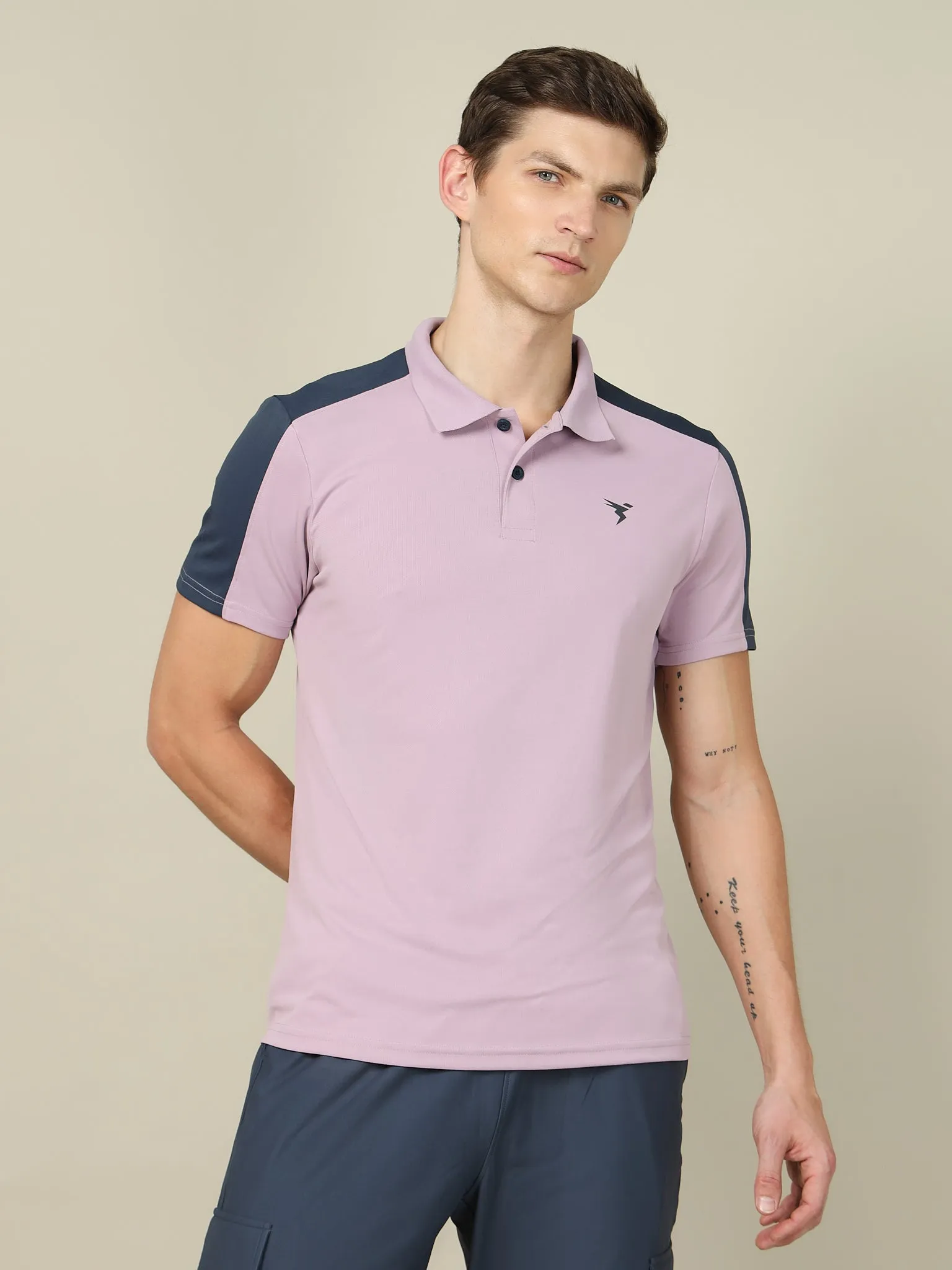 Men Colorblock Relax Fit Polo T-shirt with TECHNO COOL 