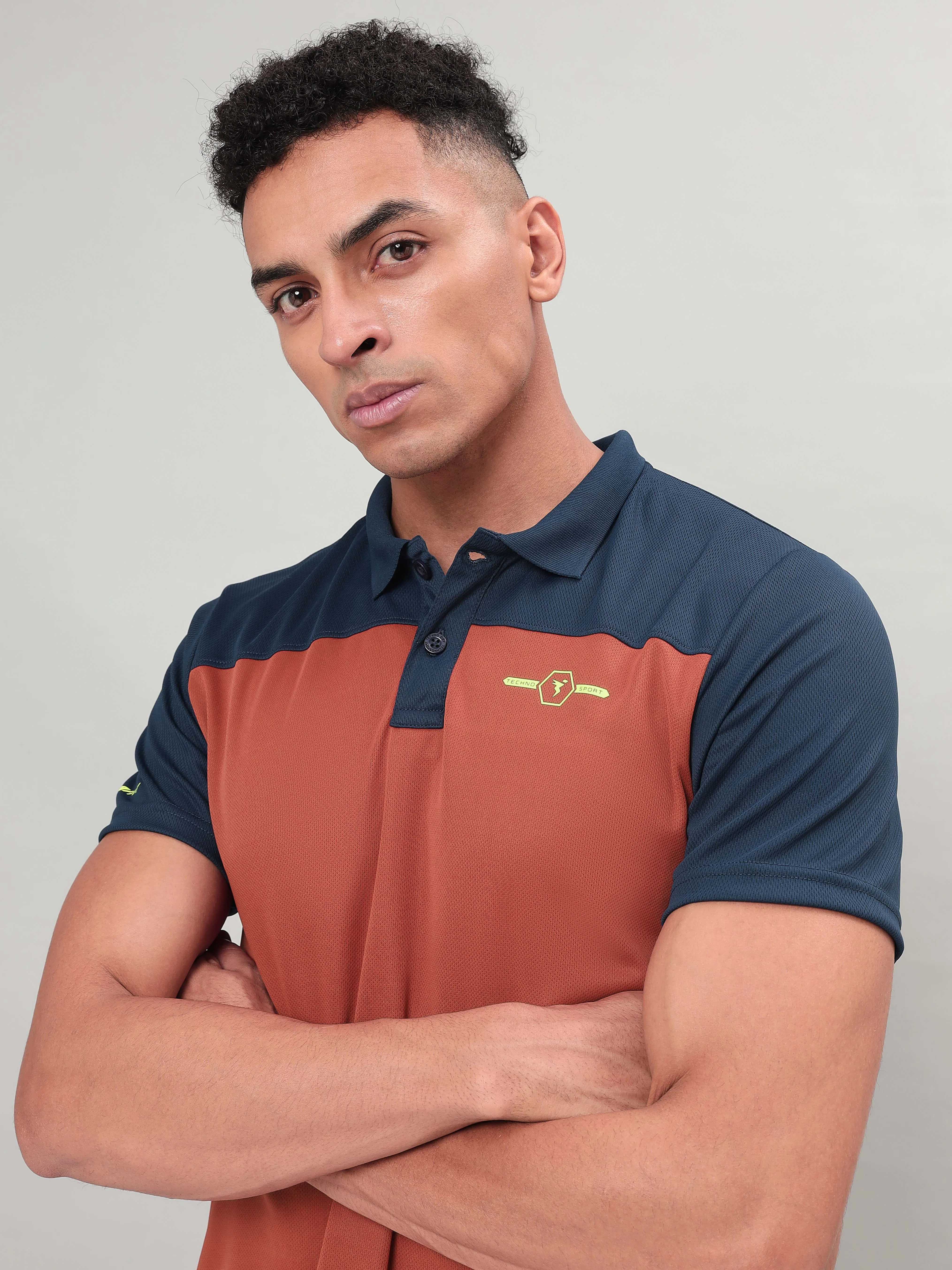 Men Colorblock Relax Fit Polo T-shirt with TECHNO COOL 