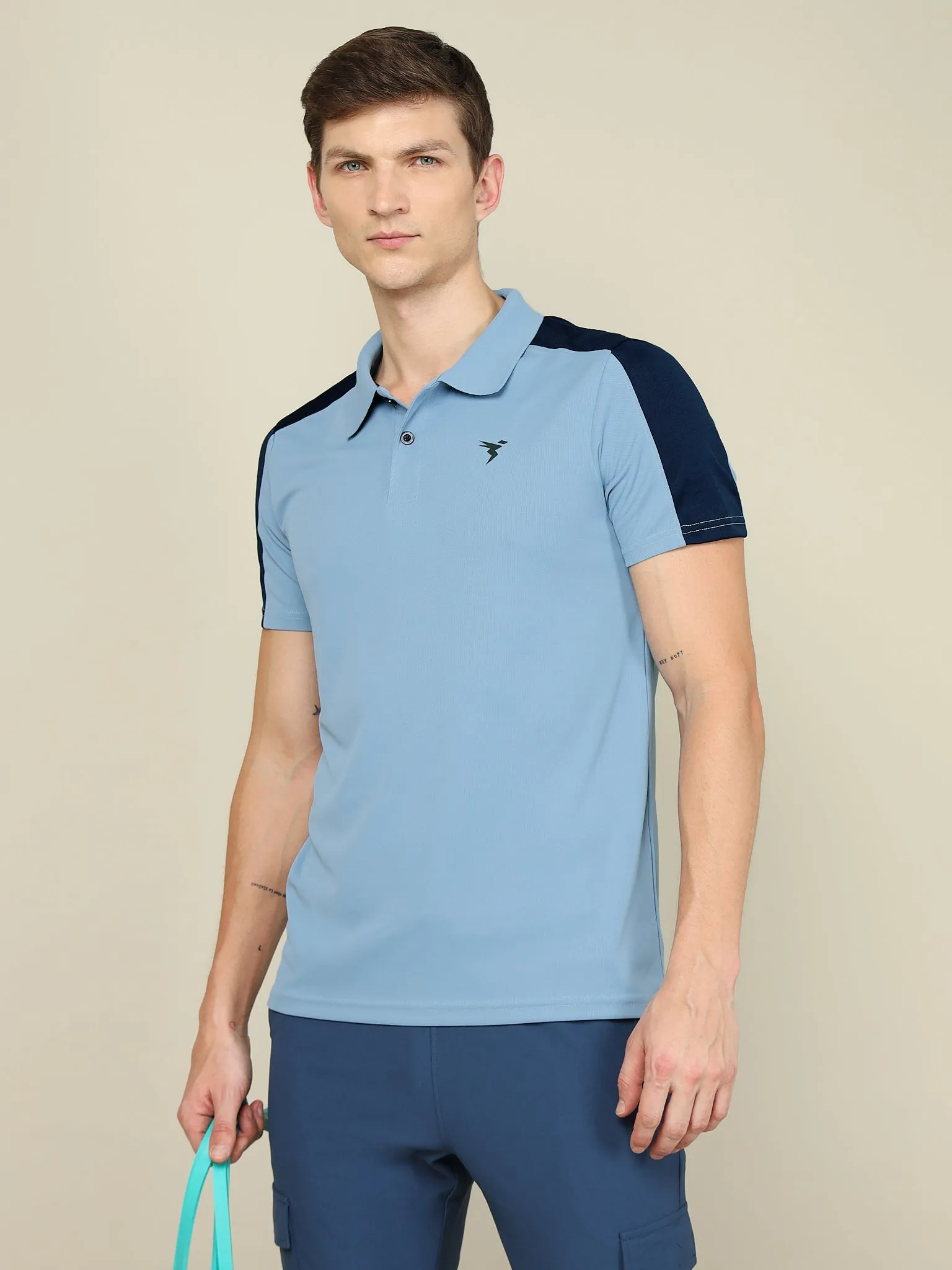 Men Colorblock Relax Fit Polo T-shirt with TECHNO COOL 