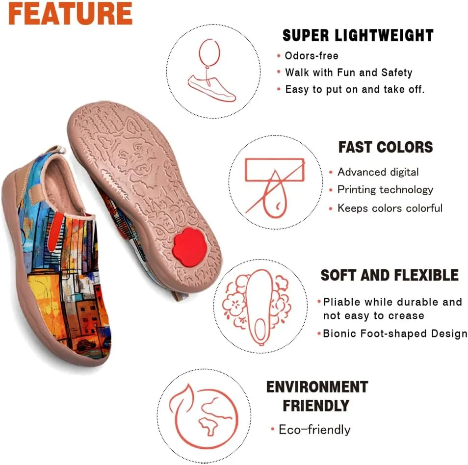Men's Casual Loafers Lightweight Cozy Slip On Sneakers Art Painted Walking Travel Shoes