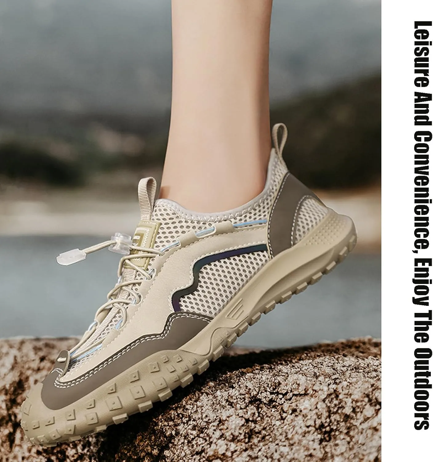 Men's Mesh Adjustable Elastic Strap Flat Sneakers Fashion Slip-on Gym Tennis Cross Trainer Shoes Breathable Non-Slip Running Driving Casual Shoes