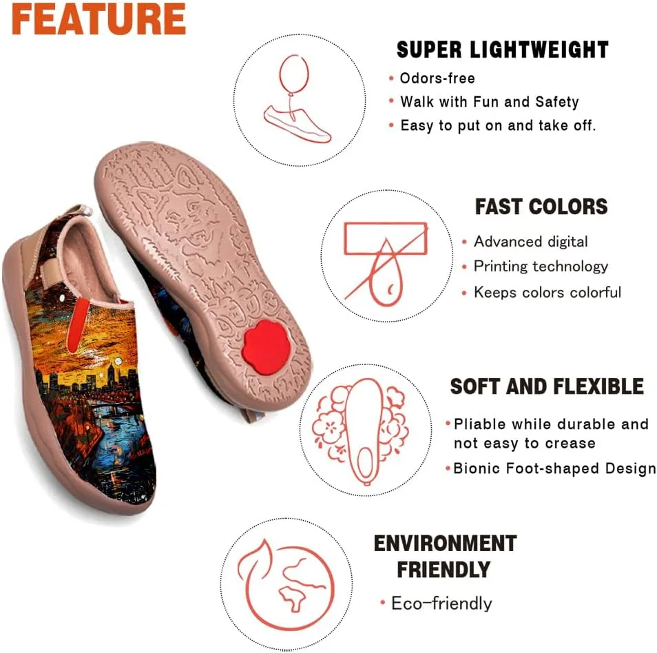 Men's Slip On Loafers Lightweight Cozy Casual Sneakers Art Painted Walking Travel Shoes