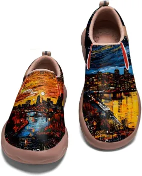 Men's Slip On Loafers Lightweight Cozy Casual Sneakers Art Painted Walking Travel Shoes