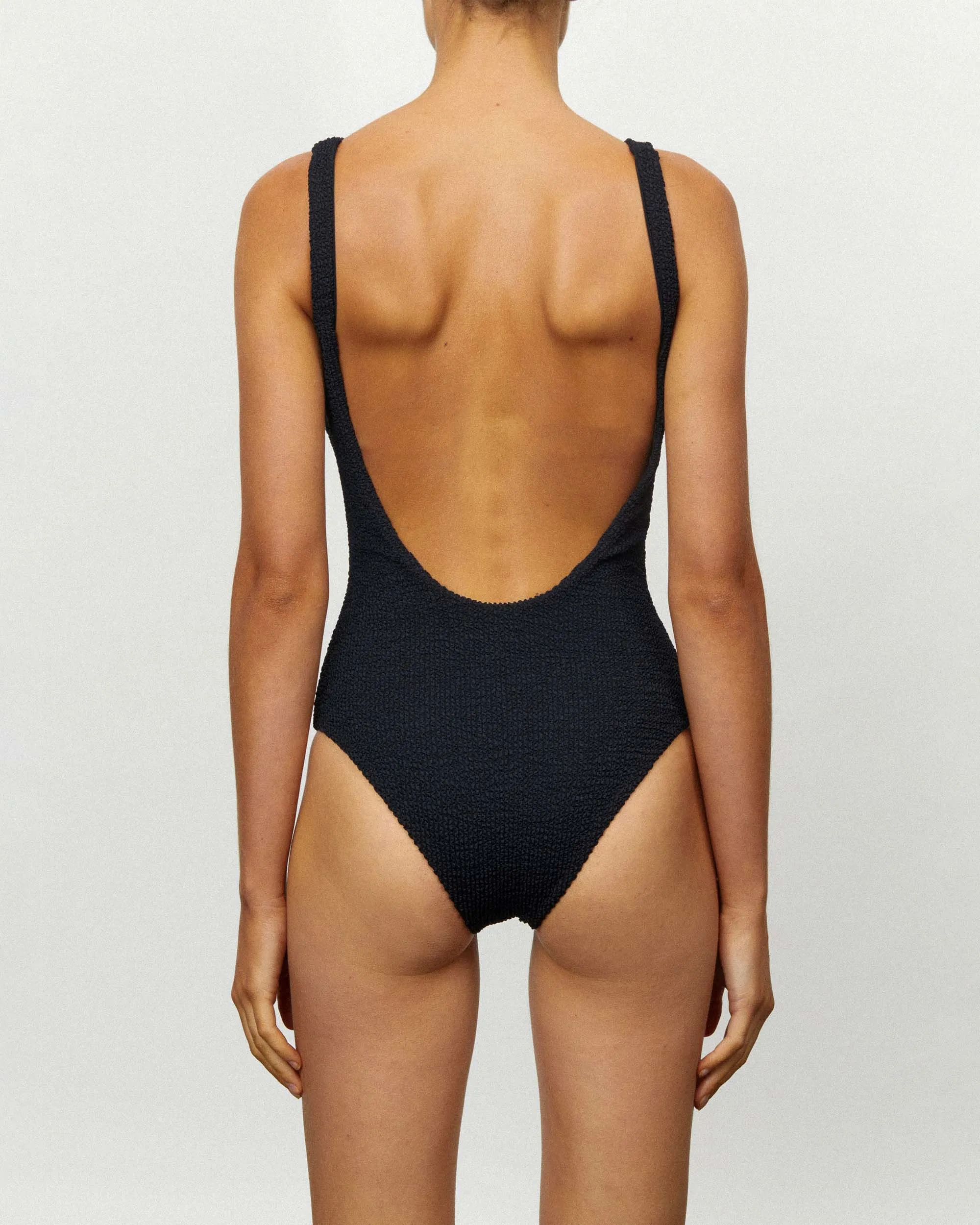 The Backless One Piece - Crimped Black