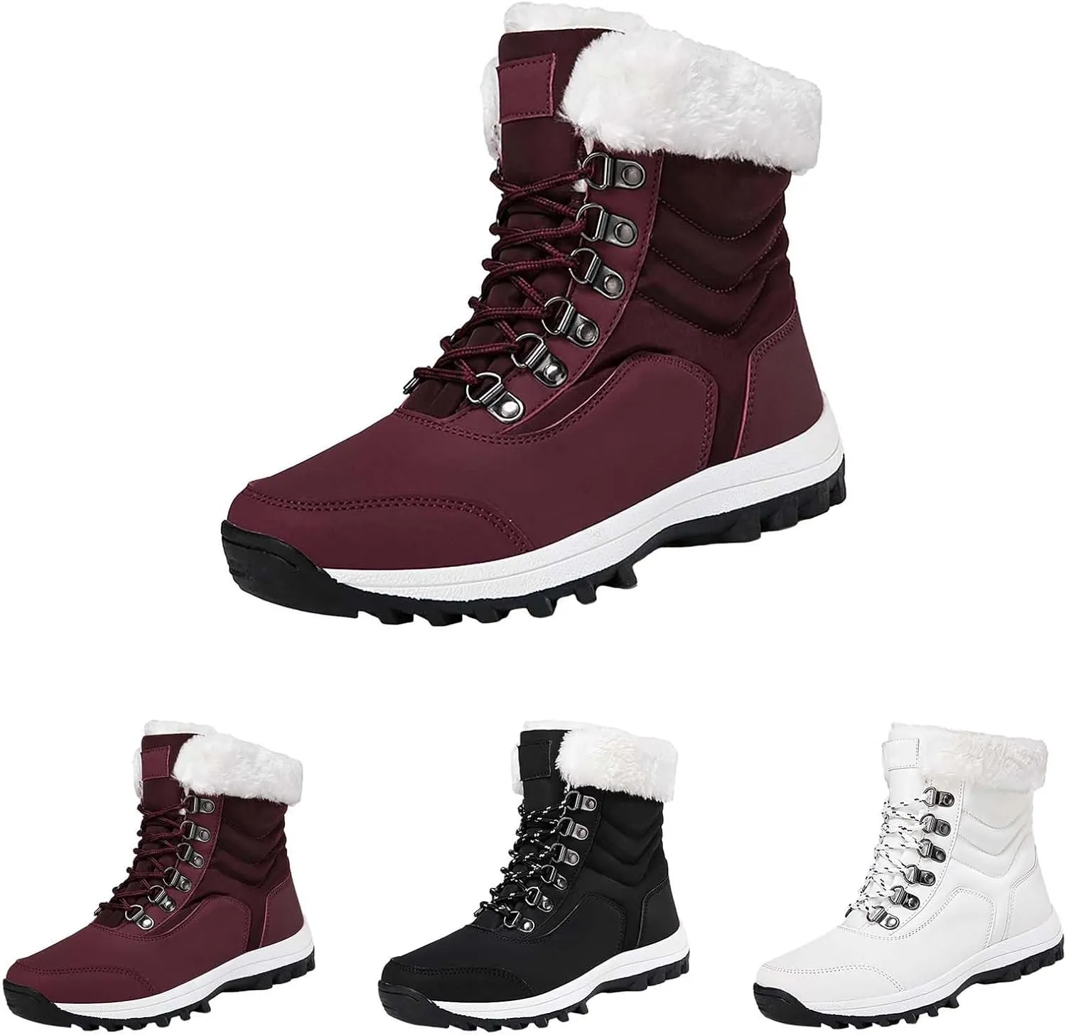 Winter Shoes Men Zipper Waterproof Ankle-Support Boots Slip-on Lightweight Plush Lined Warm Snow Ankle Boots