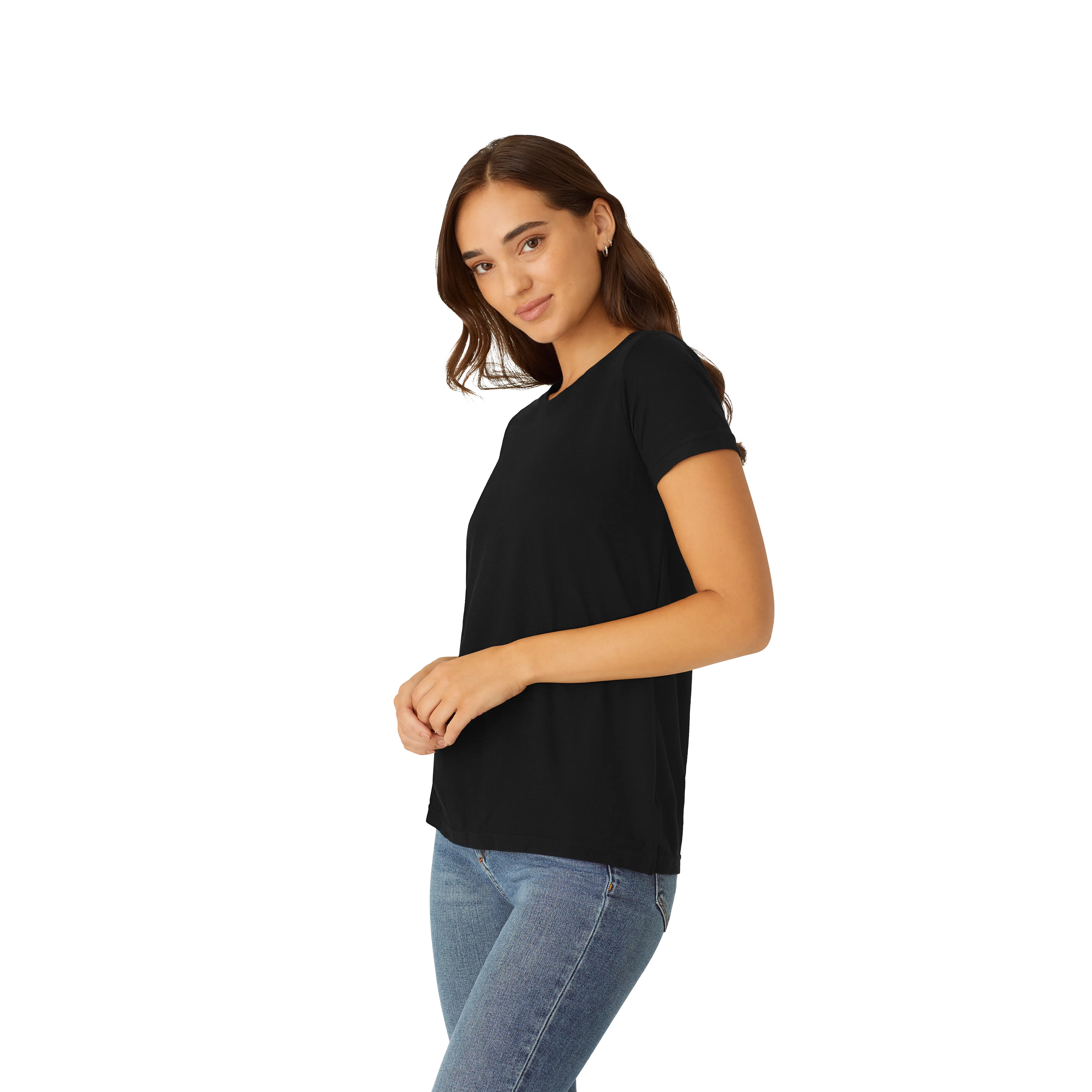 Women's Merino Wool Blend Crew Neck T-Shirt